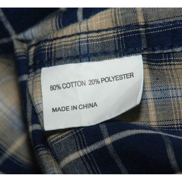 Wyoming Traders Mens Western Blue Plaid Shirt Size M Pearl Snap Button Up Pocket - Picture 9 of 10